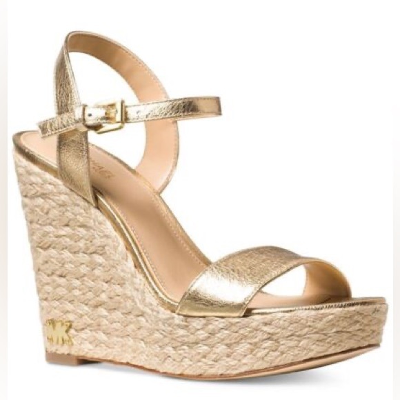 Michael Kors Shoes - MK gold wedge sandals 10